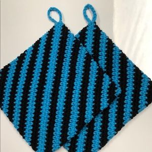 Cotton potholders hand crochet double thick